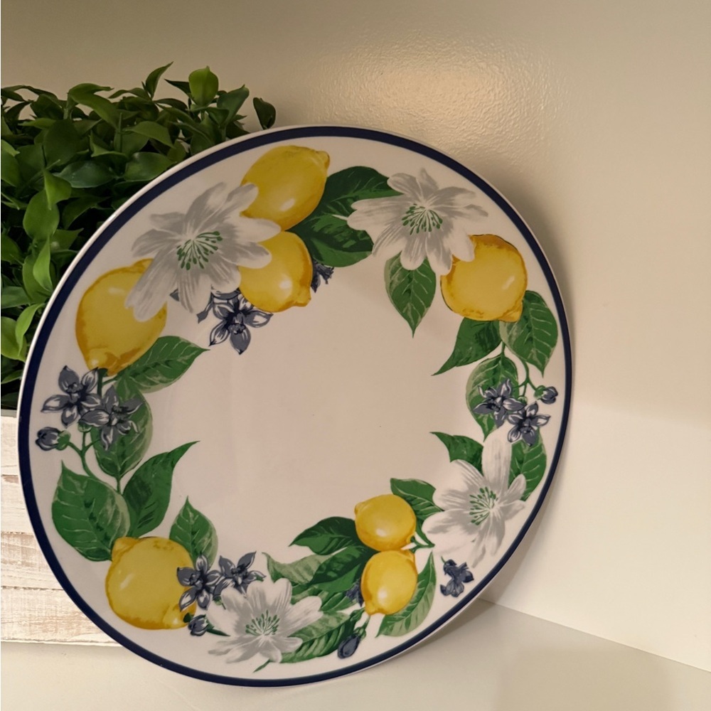 Royal Norfolk Lemon Floral Blue Trim Dinner Plate 10.5” Dinnerware Plate